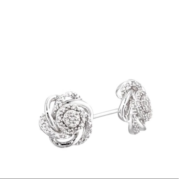 Natural Diamond Flower Earrings - Picture 6 of 9